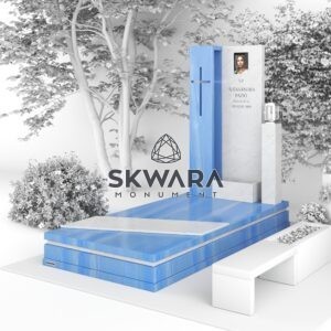 Nagrobek pojedynczy (rozmiar 120x250 lub 100x200), numer Nagrobek pojedynczy | NPW_005 w wersji kolorystycznej: Niebieski 2