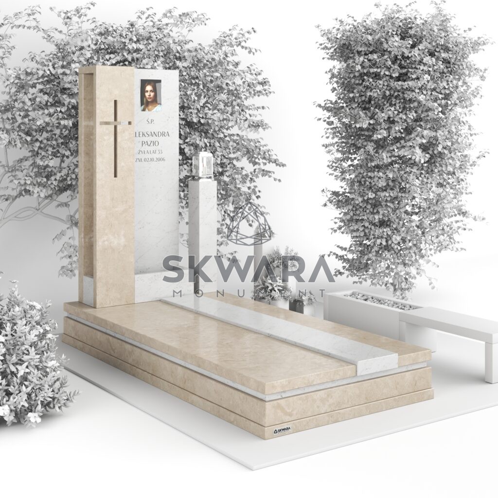 Nagrobek pojedynczy (rozmiar 120x250 lub 100x200), numer Nagrobek pojedynczy | NPW_006 w wersji kolorystycznej: Beżowy 1