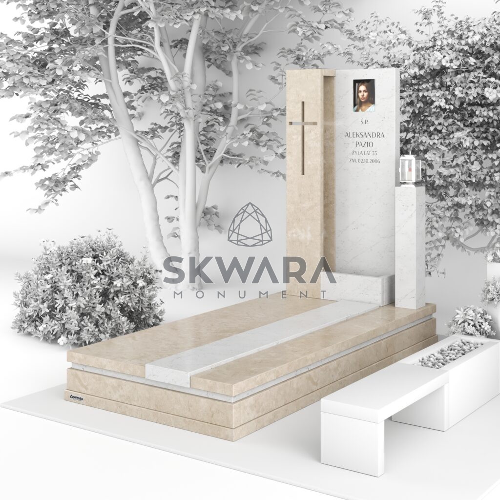 Nagrobek pojedynczy (rozmiar 120x250 lub 100x200), numer Nagrobek pojedynczy | NPW_006 w wersji kolorystycznej: Beżowy 1