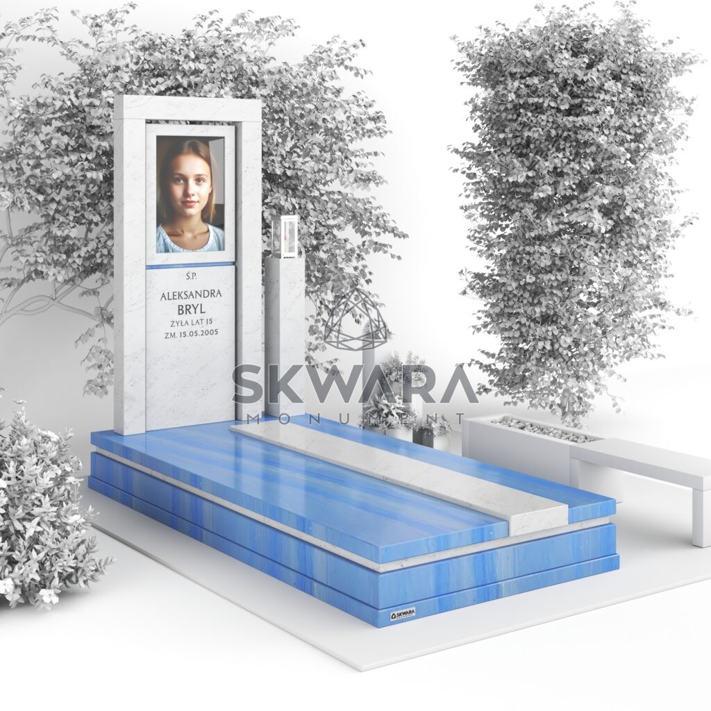 Nagrobek pojedynczy (rozmiar 120x250 lub 100x200), numer Nagrobek pojedynczy | NPW_009 w wersji kolorystycznej: Niebieski 2